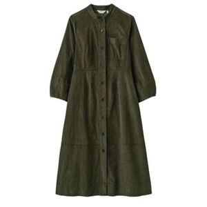 Elegant Toast Olive Green Midi corduroy Dress